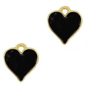 Metall Anh&auml;nger DQ Herz Gold-schwarz (Nickelfrei)