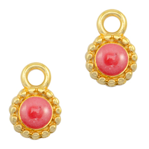 Metall Anh&auml;nger DQ Pearl coral pink-gold (Nickelfrei)