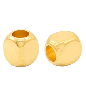Metall Perlen DQ Cube 3mm Gold (Nickelfrei)