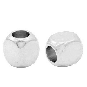 Metall Perlen DQ Cube 2mm Antik silber (Nickelfrei)