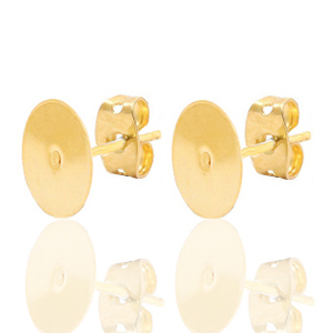 Metall Zubeh&ouml;r DQ Ohrstecker 8mm Gold (Nickelfrei)