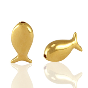 Metall Perlen DQ Fisch Gold (Nickelfrei)