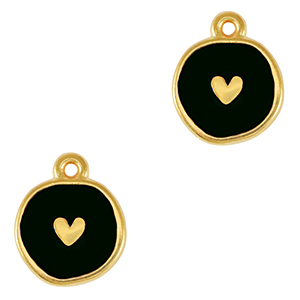 Metall Anh&auml;nger DQ Herz Gold-black (Nickelfrei)
