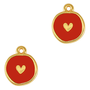 Metall Anh&auml;nger DQ Herz Gold-red (nikkelvrij)