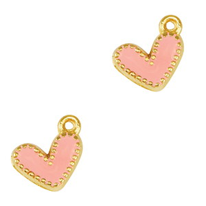 Metall Anh&auml;nger DQ Herz Gold-salmon pink (nikkelvrij)