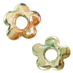 DQ Griechische Keramik Perlen Blume Light green-orange