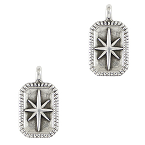 Metall Anh&auml;nger DQ Stern Antik silber (Nickelfrei)