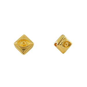 Metall Perlen DQ Rhombus mit Auge Gold (Nickelfrei)