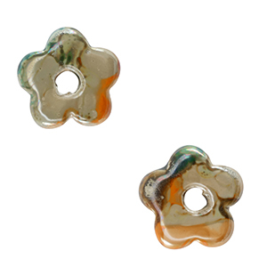 DQ Griechische Keramik Perlen Blume Light green-orange