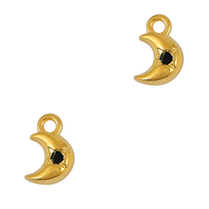 Metall Anh&auml;nger DQ Mond Gold-schwarz (Nickelfrei)