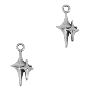Metall Anh&auml;nger DQ Stern Antik silber (Nickelfrei)