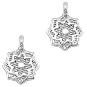Metall Anh&auml;nger DQ Blume Antik silber (Nickelfrei)