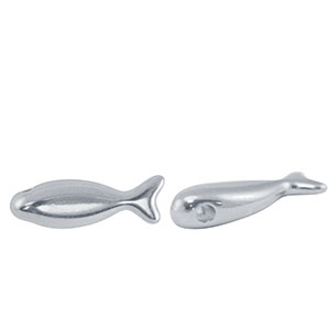 Metall Perlen DQ Fisch Antik silber (Nickelfrei)