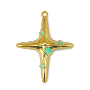 Metall Anh&auml;nger DQ Kreuz Veraman Blue-Gold (Nickelfrei)