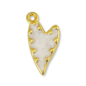 Metall Anh&auml;nger DQ Herz Pearl White-Gold (Nickelfrei)