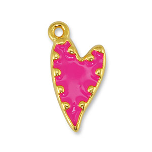Metall Anh&auml;nger DQ Herz Fuchsia-Gold (Nickelfrei)