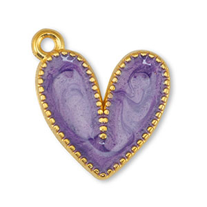 Metall Anh&auml;nger DQ Herz Pearl Purple-Gold (Nickelfrei)