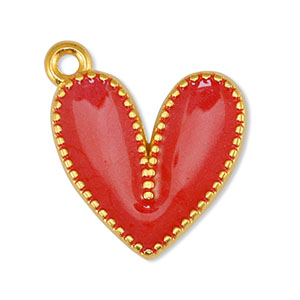 Metall Anh&auml;nger DQ Herz Pearl Red-Gold (Nickelfrei)