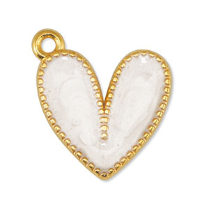 Metall Anh&auml;nger DQ Herz Pearl White-Gold (Nickelfrei)