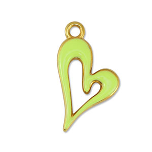 Metall Anh&auml;nger DQ Herz Lime Yellow-Gold (Nickelfrei)