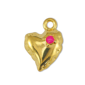 Metall Anh&auml;nger DQ Herz Fuchsia-Gold (Nickelfrei)
