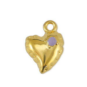 Metall Anh&auml;nger DQ Herz Lilac-Gold (Nickelfrei)