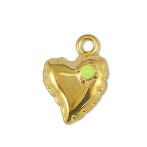 Metall Anh&auml;nger DQ Herz Lime Yellow-Gold (Nickelfrei)