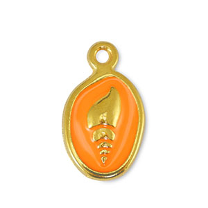 Metall Anh&auml;nger DQ Muschel Orange-Gold (Nickelfrei)