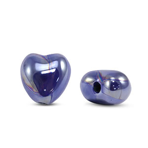 DQ Griechische Keramik Perlen Herz Dark blue