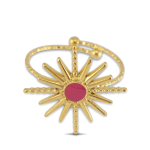 Ringe aus Stainless Steel - Rostfreiem Stahl Enamel Stern Gold-dark pink