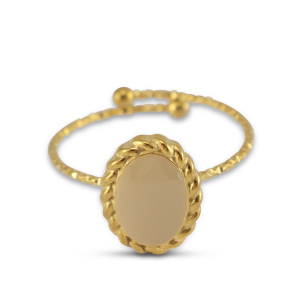 Ringe aus Stainless Steel - Rostfreiem Stahl Enamel Oval Gold-beige