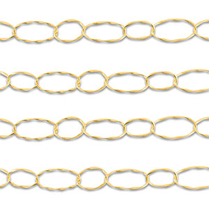 Stainless Steel - Rostfrei Stahl Schmuckzubeh&ouml;r Gliederkette Oval Gold