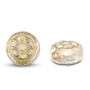 Acrylperlen Rund mit Blume Transparent-gold