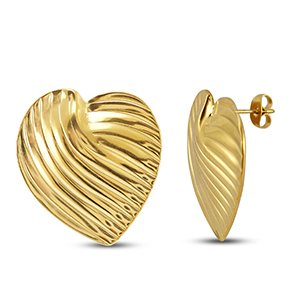 Ohrringe / Ohrstecker aus Stainless Steel - Rostfreiem Stahl Herz Gold