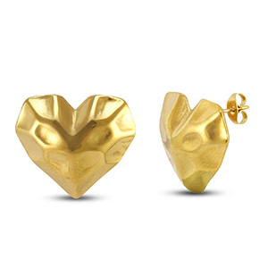 Ohrringe / Ohrstecker aus Stainless Steel - Rostfreiem Stahl Herz Gold