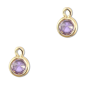 Anh&auml;nger Kristallglas Rund Light lilac-gold