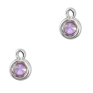 Anh&auml;nger Kristallglas Rund Light lilac-silver