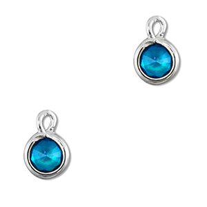 Anh&auml;nger Kristallglas Rund Blue-silver