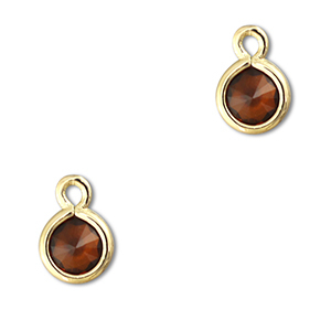 Anh&auml;nger Kristallglas Rund Orange brown-gold