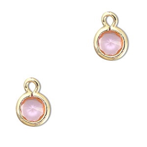 Anh&auml;nger Kristallglas Rund Light pink-gold