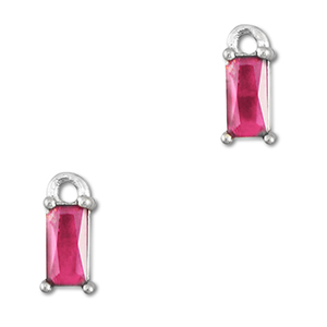 Anh&auml;nger Kristallglas Rechteck Dark pink-silver
