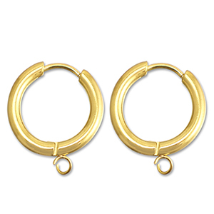 Ohrringe aus Stainless Steel - Rostfreiem Stahl Creolen mit &Ouml;se 17mm Gold