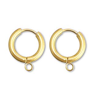 Ohrringe aus Stainless Steel - Rostfreiem Stahl Creolen mit &Ouml;se 15mm  Gold