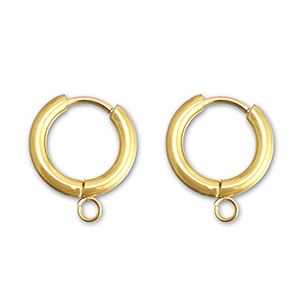 Ohrringe aus Stainless Steel - Rostfreiem Stahl Creolen mit &Ouml;se 13mm Gold