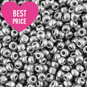 Glasperlen Rocailles 6/0 (4mm) Metallic shine silver
