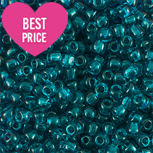 Glasperlen Rocailles 6/0 (4mm) Transparent petrol blue