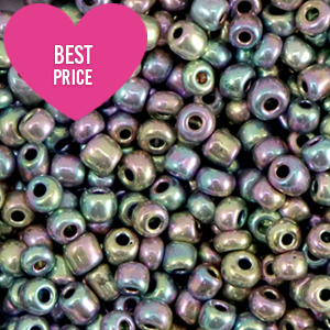 Glasperlen Rocailles 8/0 (3mm) Metallic shine multicolour silver