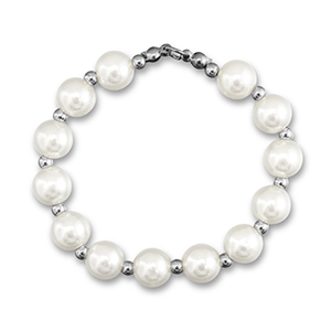 Statement-Anh&auml;nger Perlenkette White-silver
