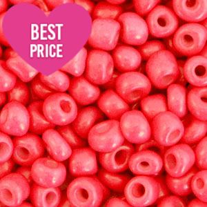 Glasperlen Rocailles 12/0 (2mm) Neon coral red