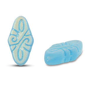 B&ouml;hmische Perlen Arabesque 19x9mm Light blue-frosted